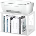 ELITEROO Desktop Printer Stand with Storage, Printer Stand Shelf Desk Organzier for Home/Office, Modern Wood Printer Riser Under Desk Small Table for Printer Fax Machine Copier Scanner (White)