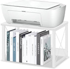 ELITEROO Desktop Printer Stand with Storage, Printer Stand Shelf Desk Organzier for Home/Office, Modern Wood Printer Riser Under Desk Small Table for Printer Fax Machine Copier Scanner (White)