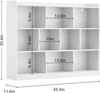 DIYART White Bookshelf, Wood Bookcase with 3 Tier Open Shelves, 10-Cube Minimalist Storage Shelf for Living Room, Bedroom, 43.3" W x 35.4" H