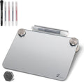 Silver Metallic Glossy Mirror Small Whiteboard with Nail Support, Mini Desktop Glass Whiteboard, Desk White Board Dry Erase with Accessories, Stenography Artifact for Office Homeschooling Décor, 8x6''