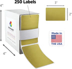 ChromaLabel 2 x 3 inch Permanent Color Code Rectangle Labels, 250 Labels per Dispenser Box, Metallic Gold