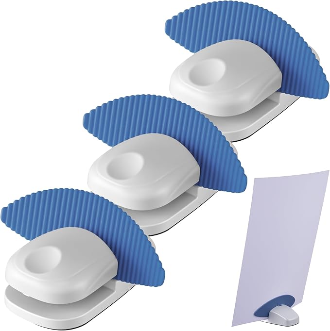 Faccito 3 Pcs Paper Holder Stand for Typing Non-Slip Mat Desktop Folder Document Holder with Anti-Slip Pads Portable Copy Stand Desktop Clamp for A4 Paper Office Reading (Blue)