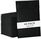 skardeco 4x8 Inch Black Bubble Mailers 40 Pack Self-Seal Poly Padded Envelopes Suitable for Small Businesses to Package and Mail Jewelry Cosmetics, Electronic Products, Cards (Black, 4 x 8-40)
