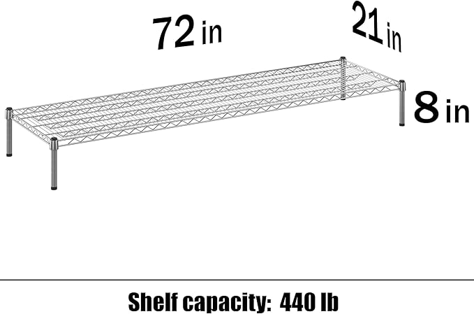 Regal Altair 21" Deep x 72" Wide x 8" Height Wire Shelving Kit | 1-Tier | NSF Commercial Storage Rack Unit