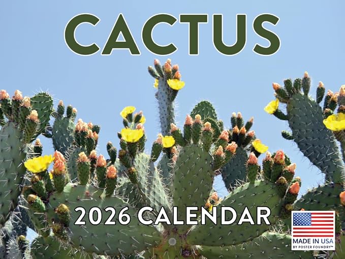 Cactus Calendar 2026 Monthly Wall Calender 12 Month | American Made In The USA