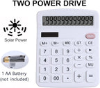 Office Desk Calculator, Cute Calculator for Kids, Basic Calculators Desktop, Dual Power Simple Financial Calculator with Big Button Large Display for Office Home and School (White)