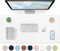 Leather Desk Pad, Large Mouse Pad, Non-Slip Desktop Mat, Leather Desk Blotter, Computer Desk Pad, Waterproof Desk Protector Mat for Home Office and Decor - White (35.4×15.7 Inches)