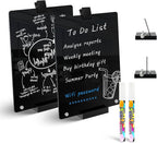 Kivsty 2 PCS Desktop Black Dry Erase Board with Stand - 12” x 8” Small Acrylic Black Board with Marker and Magnetic Clip, Reusable Desk Notepad, to-Do List, Menu Board Signs for Bar, Office, Home