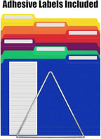 Sooez 6 Pack Plastic File Folders Colored with Sticky Labels, Heavy Duty Plastic Colored File Folders Letter Size with Erasable 1/3-Cut Tab, Stronger Than Manila File Folder, Perfect for Organization