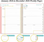 2026 Planner - Planner 2026 from January 2026 - December 2026, Weekly & Monthly Planner Spiral Bound with 12 Monthly Tabs, Inner Pocket, 6.4" x 8.5", Pink-A