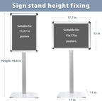 STANDNEE Heavy-duty Poster Stand Holder 11"x 17" Pedestal Floor Standing Sign Holder Vertical and Horizontal View Sign Display, Aluminum Snap Open Frame with Safety Corner, Silver (3 Packs)