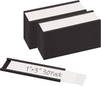 Realth C Channel Magnetic Label Holders 30 Pack 1'' x 3'' with Paper Inserts and Clear Plastic Protectors, Magnetic Data Card Holders File Cabinet Labels for Metal Racks and Shelves