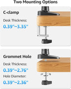MOUNTUP Single Monitor Desk Mount for 4.4-26.5lbs, Heavy Duty Monitor Arm for 40 39 37 34 32 27inch, Full-Motion Monitors Stand, Height Adjustable Monitors Arm with C-Clamp＆Grommet Base