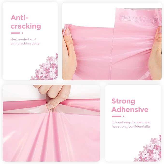 Metronic Poly Mailers 9x12 200 Pack, Strong Adhesive Shipping Bags for Clothing, Waterproof and Tear-Proof Shipping Envelopes, Small Mailers Poly Bags Packaging Bags in Light Pink