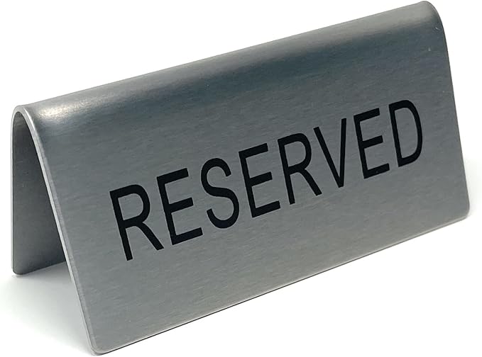 Metal Magery Reserved Table Signs Stainless Steel Metal Table Tent Sign for Resturants Bars and Weddings Pack of 6