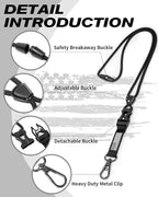 LIUGX Badge Holder with Heavy Duty Breakaway Lanyard, Carbon Fiber-Texture, Durable ID Card Holder (Holds 6 Cards) with Quick Release Detachable Buckle, Metal Clip, American Flag