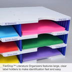 Ultimate Office TierDrop Jumbo 3-Compartment High-Wall (add-on Module) - Sorts Documents, Forms & Mail - Durable Construction Features Expandable, Modular, No-Tool Assembly Design (Gray w/Blue)