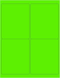8-1/2 x 11 Neon Color High Light Fluorescent Labels for Laser & Inkjet Printer (Green Fluorescent, 4 x 5-4 Per Page | 100 Labels)
