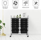 LDAILY 12 Drawer Rolling Storage Cart, Craft Cart Organizer on Wheels w/Metal Frame, Large Capacity & Smooth Drawer, Rolling Cart w/Drawers for Classroom, Office