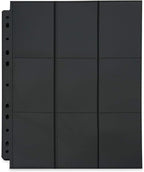 Vault X 9 Pocket Sideloading Pages for 3 Ring Binder, Double-Sided A4 Sideloaders, Storage for Collectible Card Games, Sports, TCG (Black, 50 Pack)