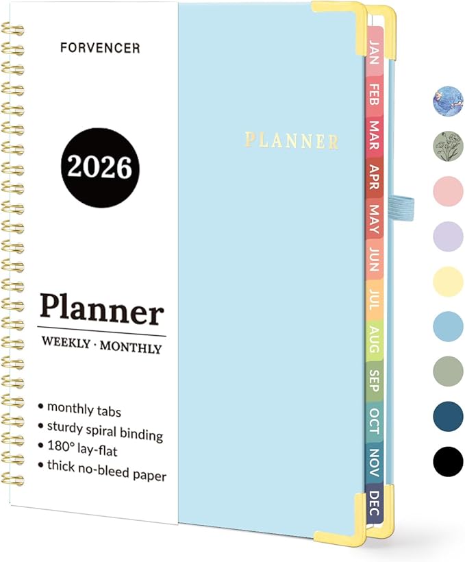 2026 Planner, Forvencer Calendar Planner Weekly and Monthly, Jan 2026-Dec 2026, 6" X 8", Hardcover Agenda Book, Daily Journal Organizer with Inner Pocket, Notebook for Office School, A5, Blue