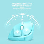 Ergonomic Wireless Mouse with USB Receiver for PC Computer, Laptop and Desktop, Ergo Mouse Vertical with Silent Clicks Long Battery Life, Up to 1600 DPI & 1 AA Battery Powered, Blue
