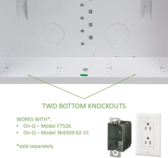 On-Q 20" Structured Media Enclosure with Hinged Cover Lock, Glossy White, Surface or Flush Mount