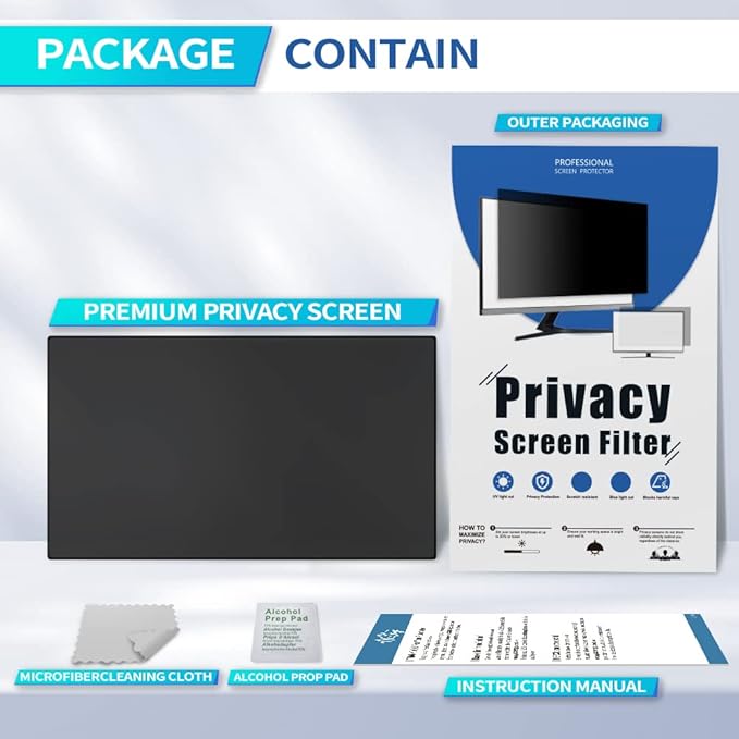 Mao Yeye 24 Inch Privacy Screen for 16:9 Widescreen Monitor, Eye Protection Anti Glare Blue Light Computer Monitor Privacy Filter