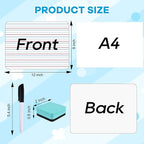 COYMOS 6 Pack Small White Board with Lines 9 x 12 Inch Double Sided Mini Dry Erase Board Classroom Pack Portable Dry Erase Lapboard for Kids Teacher Supplies with 6 Erasers and 6 Markers