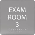 ADA CENTRAL SIGNS - 6" X6" Exam Room 3 Sign - ADA Compliant Tactile Graphics Grade 2 Braille Text Acrylic Wall Signs - Educational Institution Directional Assistance Test Center Door Sign for Schools