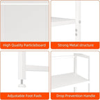 Desk Shelf with Drawer, 41.3" Desktop Organizer Shelf, Desk Hutch for Computer Monitor Max 32", 3 Tier Desktop Display Rack, Wooden Desk Top Bookshelf Storage Rack for Home Office Dorm, White