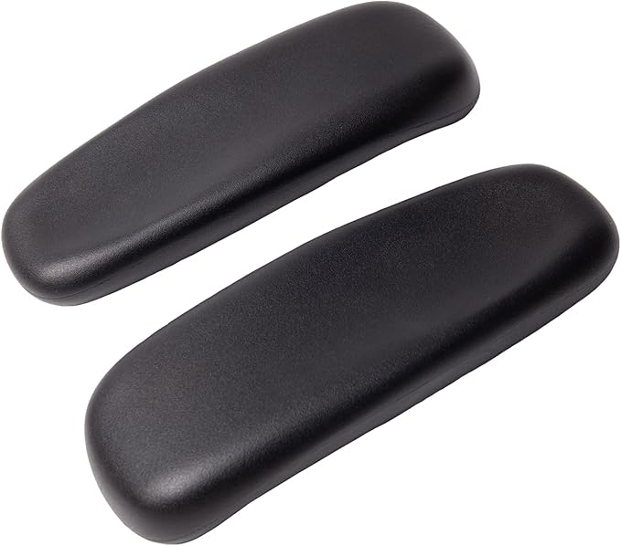 CHAHEKAI Office Chair Arm Replacement, PU Armrest Arm Pads Caps, Univeral 4" Mounting Hole, (Set of 2) Black with Screws Washer and Wrench