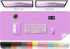 Lilac Leather Desk Pad, 47.2'' x 23.6'', Suede Base, Non-Slip, Waterproof Office & Home Writing Pad