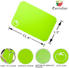 Carrollar Small Flexible Plastic Cutting Board Mats, Cutting Boards Mats With Food Icons, Gripped Back and Dishwasher Safe, Set of 4 (7.5x11.4inch)