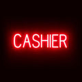SpellBrite CASHIER Sign | Directional Sign with Neon Look, Red LED Light Source | 25.4" x 6.3"