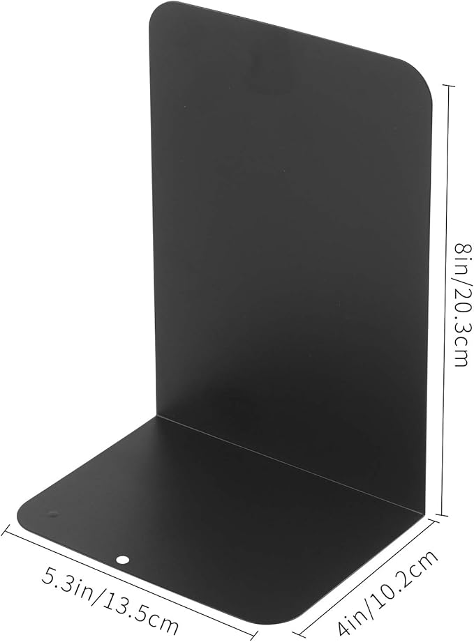 MSDADA Bookends, Book Ends for Book Shelves, Bookends for Office, Book Ends for Heavy Books,Metal Bookend Supports, Modern Minimalist Style Bookends, Black(2 pairs)