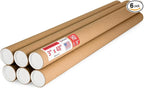 Paclord 3" x 48" Heavy-Duty Reinforced Cardboard Mailing Tube, Pack of 6 Tubes with 12 Caps – Secure USPS Approved – Great for Shipping and Storing of Prints, Artwork, Posters or Documents