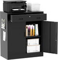 TaskStorz Metal Storage Cabinet 36" H, Garage Storage Cabinet with 2 Lockable Doors and 1 Drawer, Steel File Cabinets with Adjustable Shelves for Home Office, Garage, School, Apartment, Warehouse