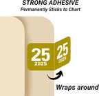 2025 Year Labels, Doctor Stuff 2025 Chart Stickers, Gold Color Coded, Col'R'Tab/Tabbies Style, USA Made Year Stickers for End Tab File Folders, 500/Roll, 1 Roll, 3/4" x 1-1/2"
