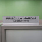 Printex Design - Personalized Office CUBICLE Name Plate & Sign. Modern Aluminum Holder - 4 Plate Colors (Frosted Silver)