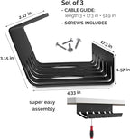 PAMO Cable Management Under Desk for Easy mounting Under-Table I Set of 3 - with 10X Cable Ties I Desk Organizer for Office/Home Office Table Thoughtful Cable Tray Holder