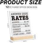 Funny Office Decor Desk Signs, 12 Different Cards Desktop Novelty, Boss Day Gifts for Women Men Accessories for Office Holiday Colleague Coworkers Gag Gift Supplies 5 x 4 Inch