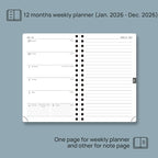 POPRUN 2026 Planner Weekly Notebook (Jan-Dec), Small Size 4''x 6.25'' - 2026 Pocket Calendar for Purse with Spiral Soft Cover, Plastic Ruler, Inner Pocket, 100 GSM - Lilac