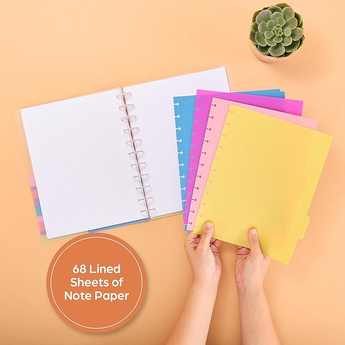 Happy Planner Undated Plans + Notes Monthly Planner Notebook Journal, 12-Month Planner, Colorblock Brights Theme, Big Size, 95 Pages, 4 Dividers, 12 Planner Sticker Sheets, 8 1/2" x 11"