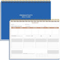 Weekly Productivity Planner - 8.5" x 11" Dashboard Desk Notepad Has 6 Focus Areas to List Tasks for Goals, Projects, Clients, Academic or Meal-Organize Your Daily Work Efficiently, 54 Weeks, Blue