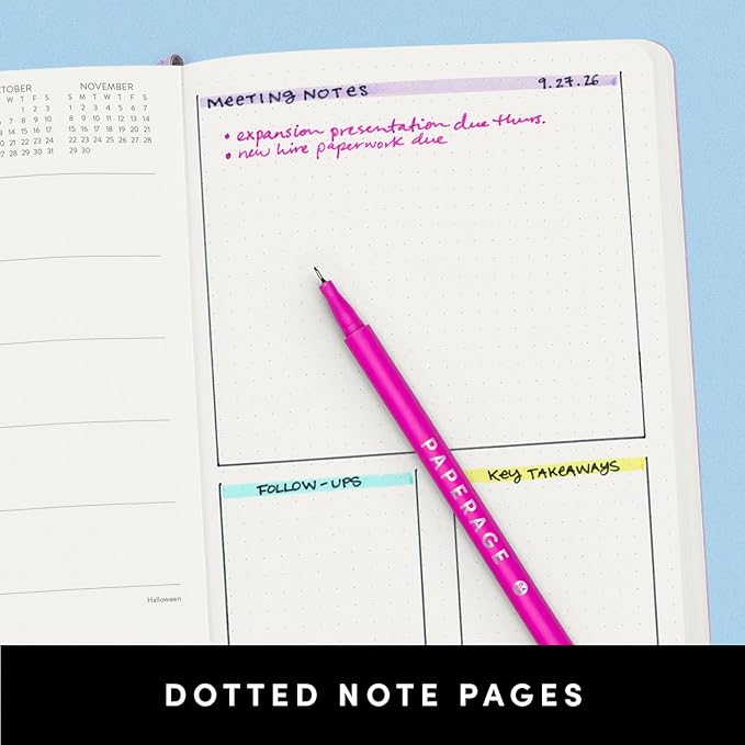 PAPERAGE 2026 Weekly & Monthly Planner, 12 Months (January 2026 - December 2026), 5.6 in x 8 in, Hardcover 2026 Planner with Weekly & Monthly Spreads, Note Pages, Stickers & Back Pocket – Slate