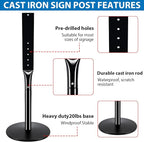 VAIIGO Heavy Duty Parking Sign Post Stand 49", 20lbs Cast Iron Base Sign Post for Outside Sign Holder, Yard Sign Stand, Street Sign Post, Black