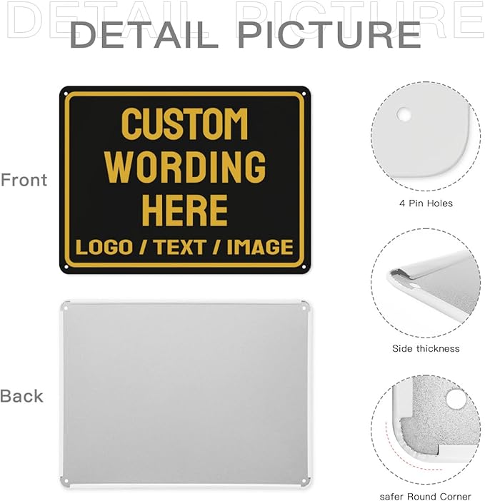 Custom Sign Bulk Personalized Metal Signs For Outdoor Indoor Business Home Store Office Yard Street Lawn Make Your Own Customized Signs With Your Logo Text Photo, 12x17inch