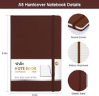 ViVin Lined Journal Notebooks for Work,192 Pages,Medium 5.5 x 8.3 inch,College Ruled,A5 Hardcover Journaling Notebooks for Writing,8 Pack Bulk,Dark Colored Series