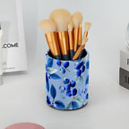 Leather Pen Holder for Desk Blueberry Blue Pencil Cup Desktop Organizer Makeup Brush Holders Office Supplies for Home, Kids & School